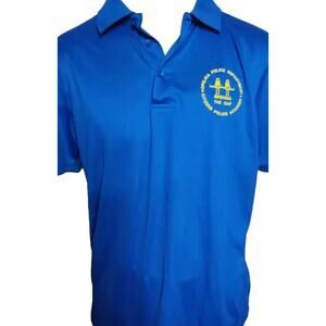 Royal Blue Men’s Embroidered Logo Polo Shirt Moisture Wick By Harrington Sz Med